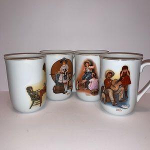Vintage Norman Rockwell Coffee Mugs Cups Lot of 4